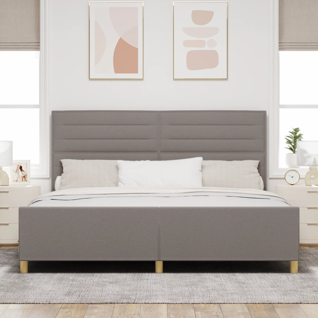 Letto in tessuto tortora 200x200 cm di