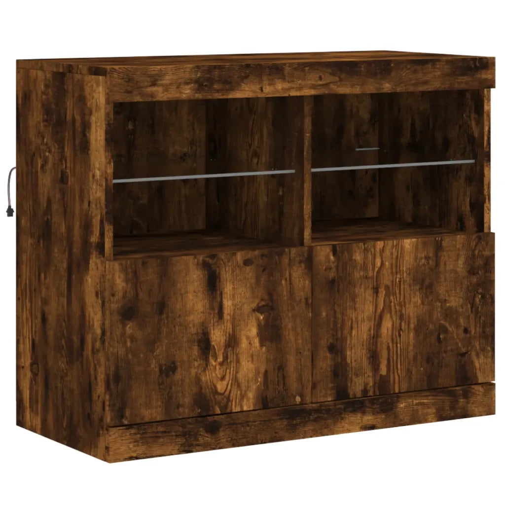 Credenza con Luci LED Rovere Fumo 163x37x67 cm 3209076