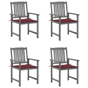 Sedie da Giardino con Cuscini 4 pz in Massello di Acacia Grigio cod mxl 17276
