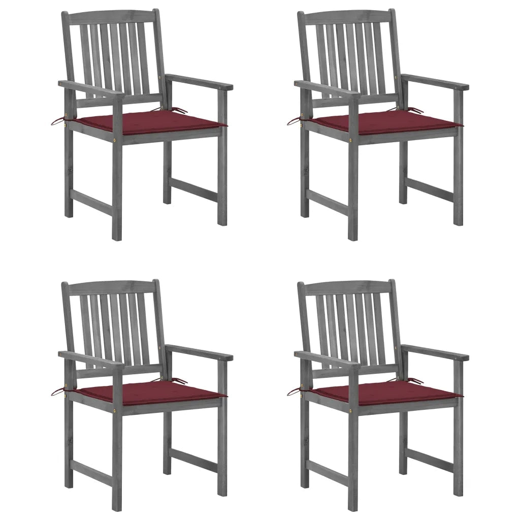 Sedie da Giardino con Cuscini 4 pz in Massello di Acacia Grigio cod mxl 17276