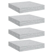 4 pz Scaffali a Parete | Ripiano a parete | Mensole a Parete Grigio Cemento 23x23,5x3,8 cm in MDF