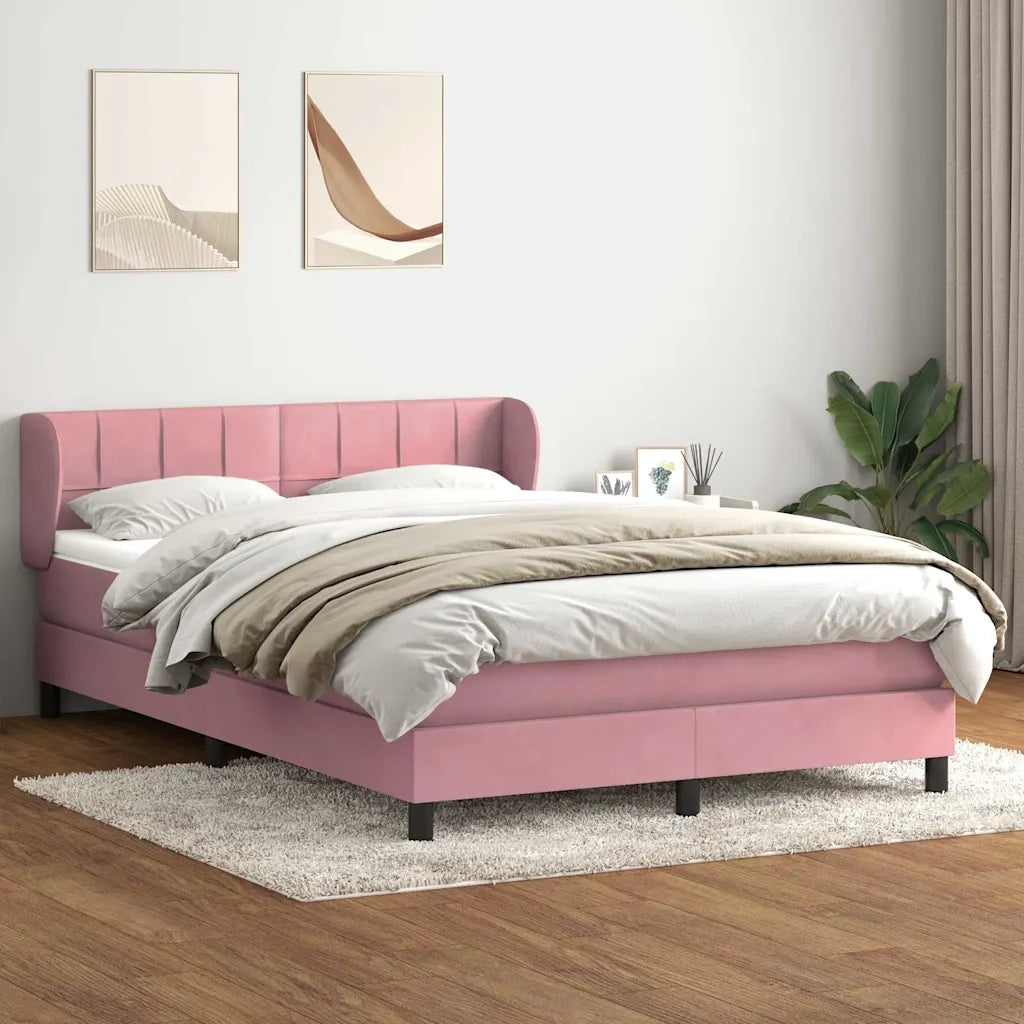 Giroletto a Molle con Materasso Rosa 160x220 cm in Velluto
