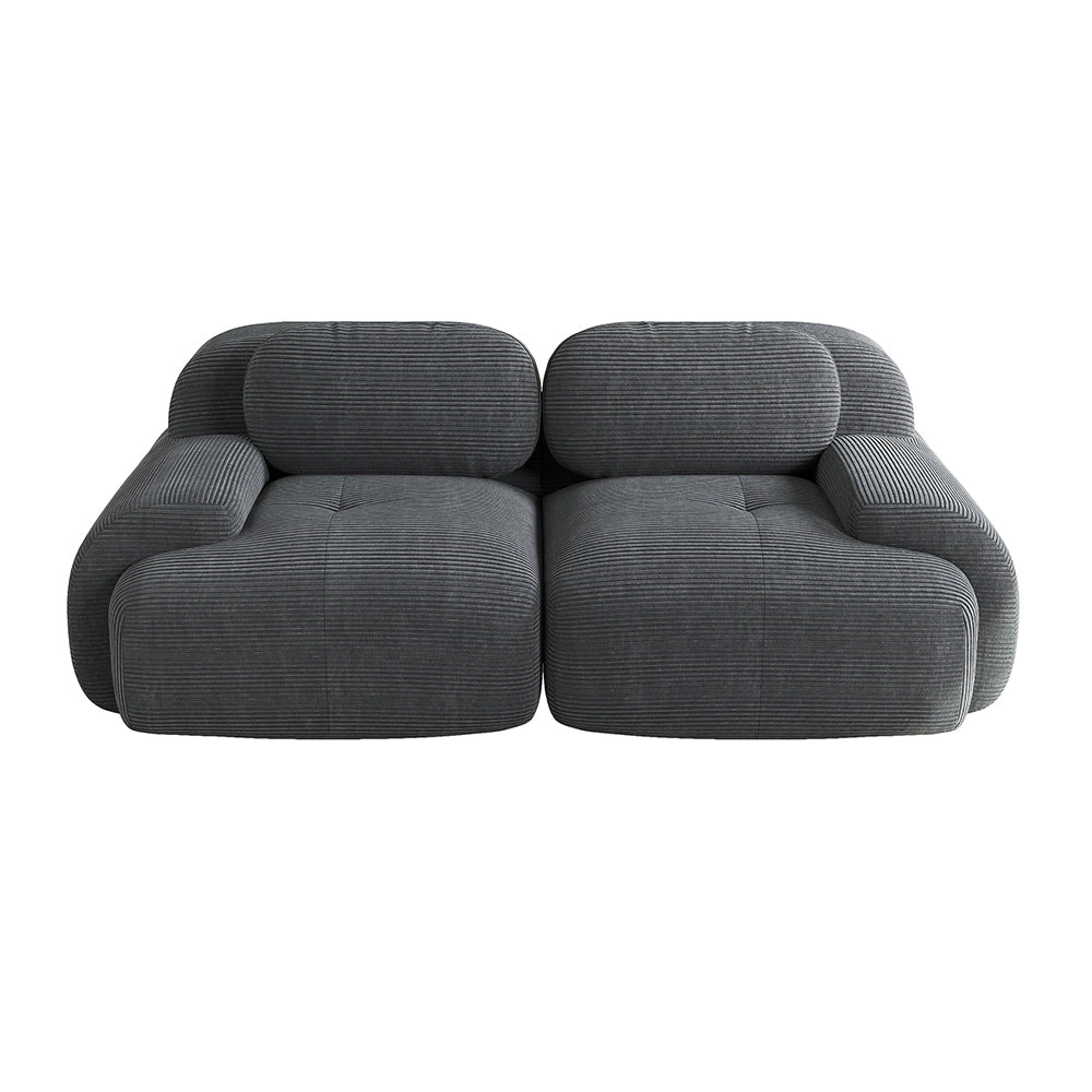 Divano 2 posti 82" in velluto - Xylo - Modulare, antiscivolo, imbottitura elastica, grigio