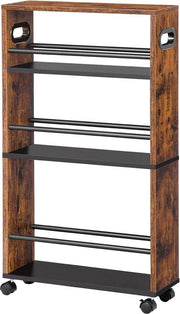 Carrello da cucina con 3 piani su ruote - Carrello di stoccaggio per cucina o bagno - Carrello da cucina vintage marrone scuro