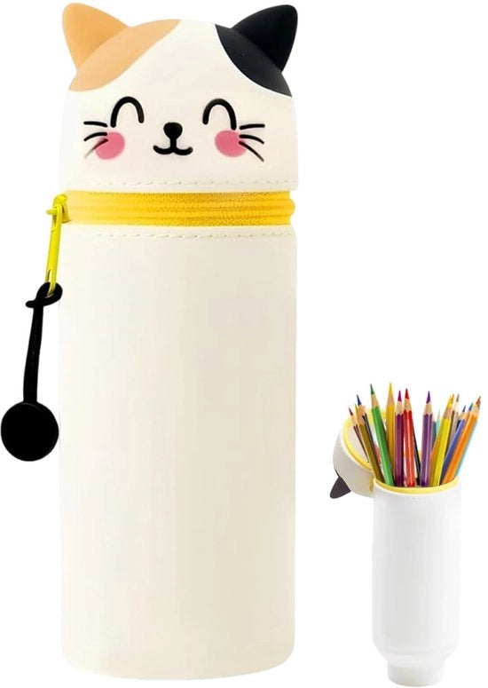 Etui 2-in-1 di silicone morbido, contenitore di penne di silicone morbido, contenitore in piedi, contenitore kawaii, portapenne animale