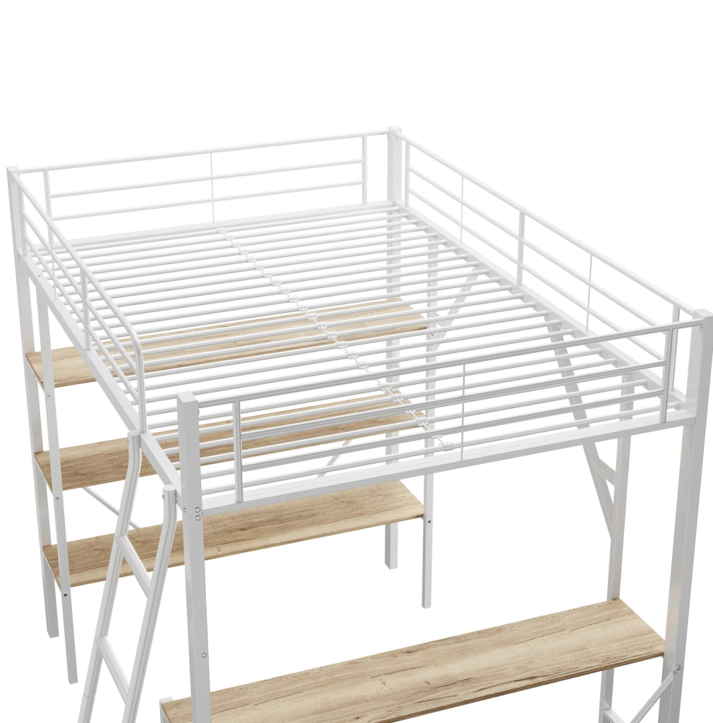 Letto a soppalco 90 x 200 cm con scrivania e 3 ripiani