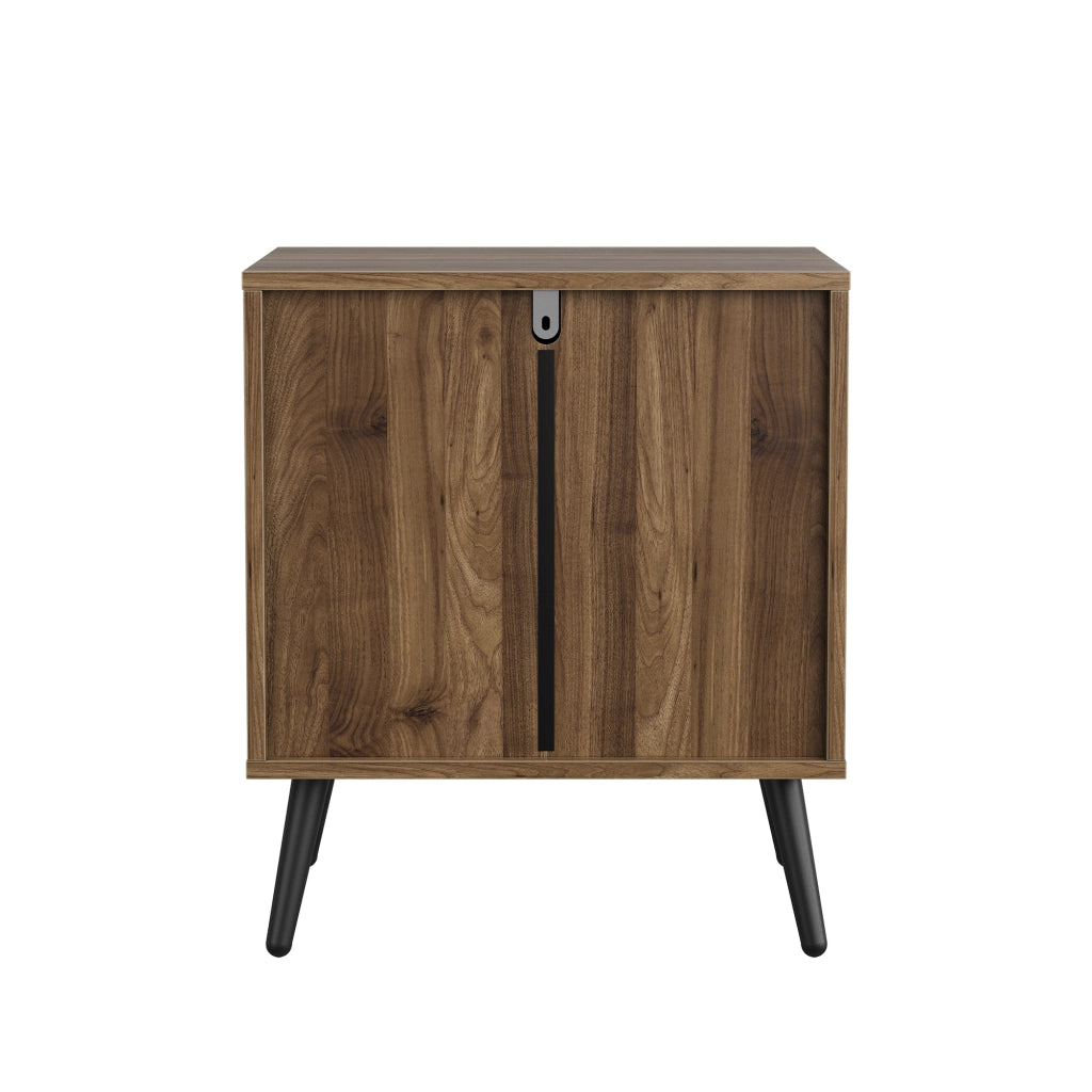 Comodino con 1 cassetto e 1 vano aperto, con gambe in metallo, per camera da letto, in MDF, noce, 45 × 40 × 53 cm