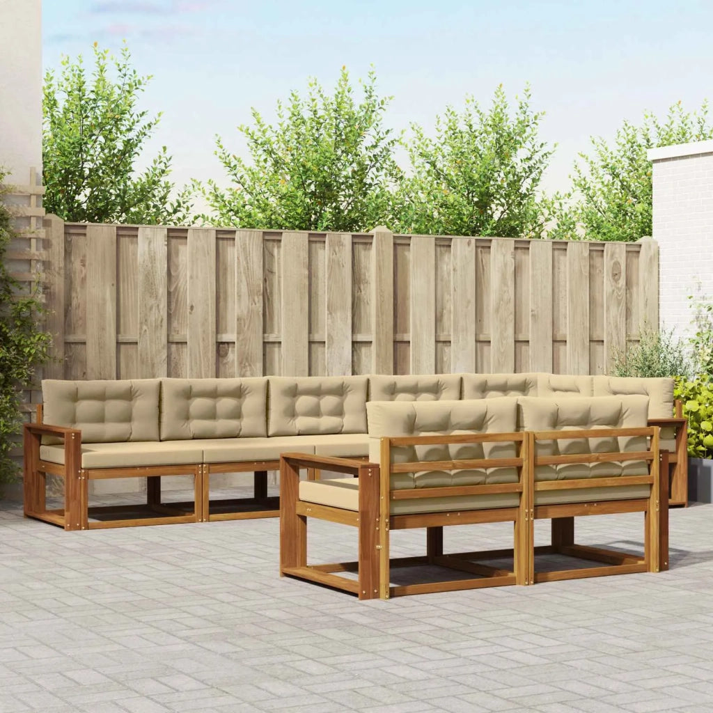 Set di divani da esterno con cuscino 8 pcs Naturale e Beige