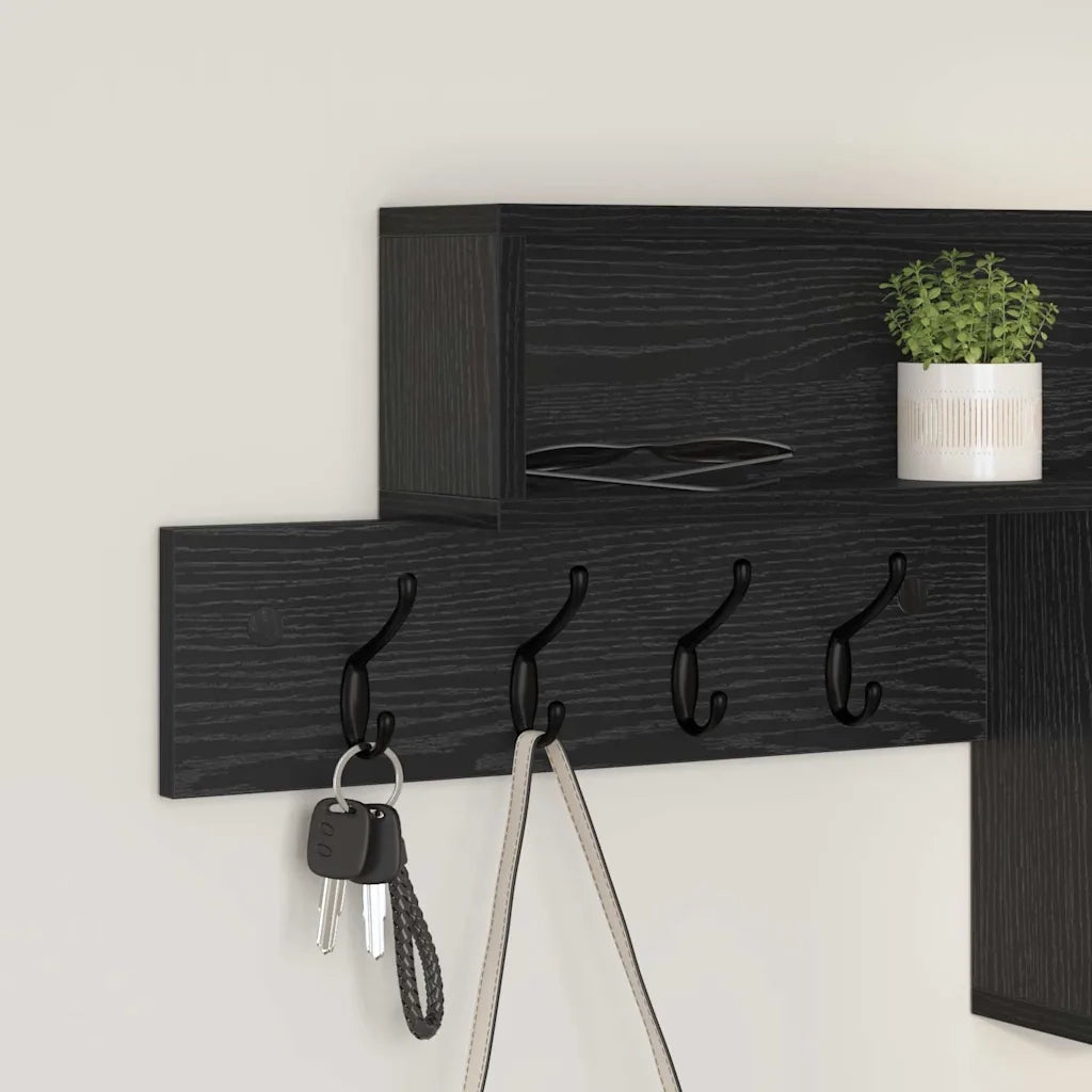 Appendiabiti a muro Rovere Nero 100 x 12 x 43,5 cm 874412