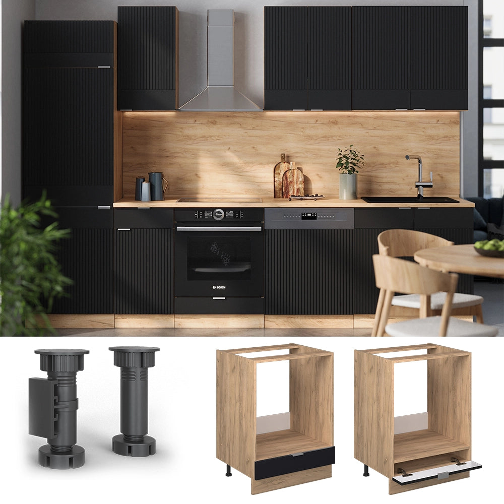 Vicco Mobile per forno da incasso Nero a righe 60 cm senza piano di lavoro