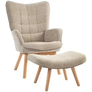 Poltrona con Poggiapiedi in Stile Contemporaneo, in Tessuto Effetto Velluto, 72x80x101 cm, Marrone Chiaro