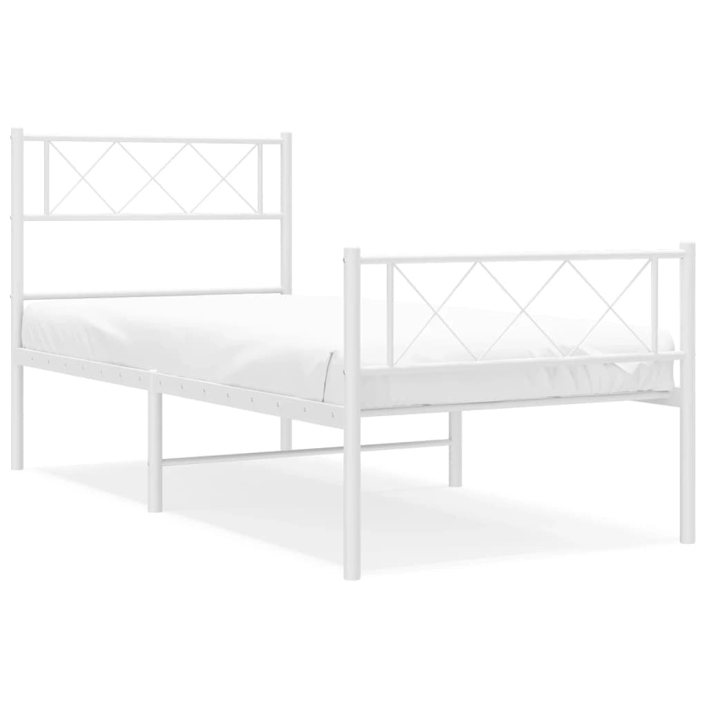 Giroletto con Testiera e Pediera Metallo Bianco 90x200 cmcod mxl 106522
