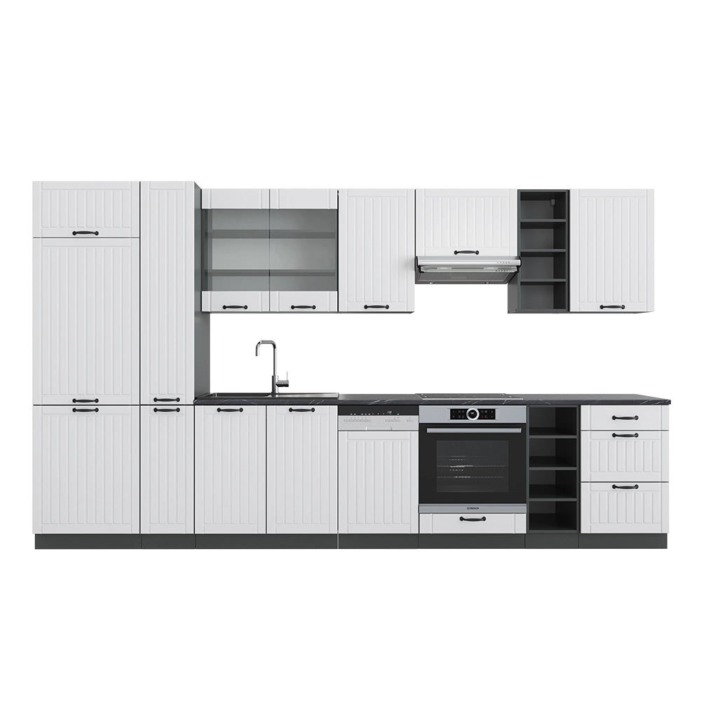 Cucina componibile Fame-Line Bianco rustico/Antracite 355 cm, PL Antracite Vicco