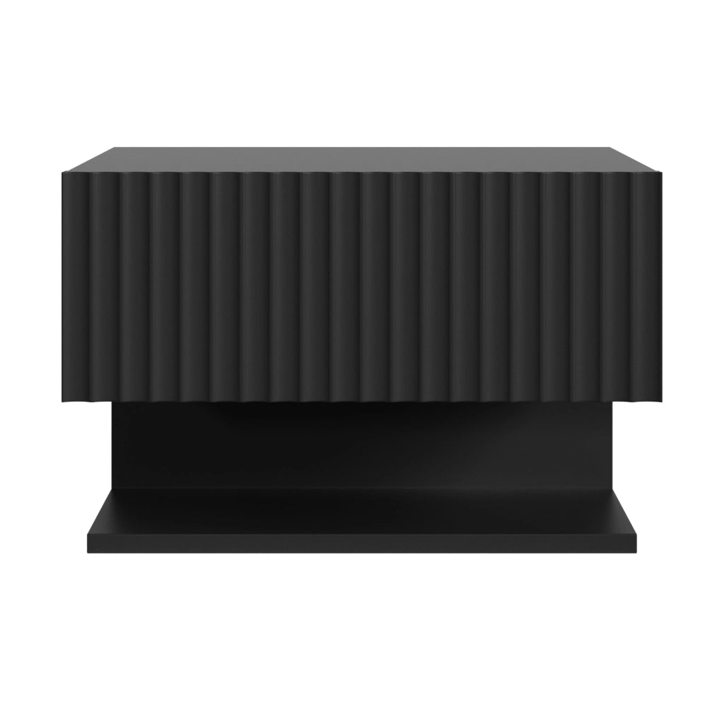 Comodino Sospeso da Parete Nand con Cassetto e Ripiano 42x30x30 cm Nero [en.casa]
