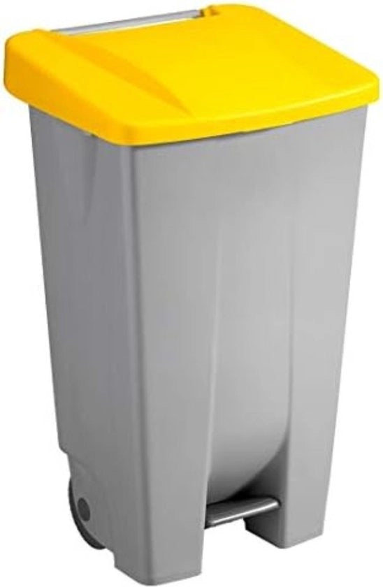 Contenitore per rifiuti 60 Litri - Pala per spazzatura 60 Litri - Contenitore per spazzatura 60 Litri - Grigio|Giallo