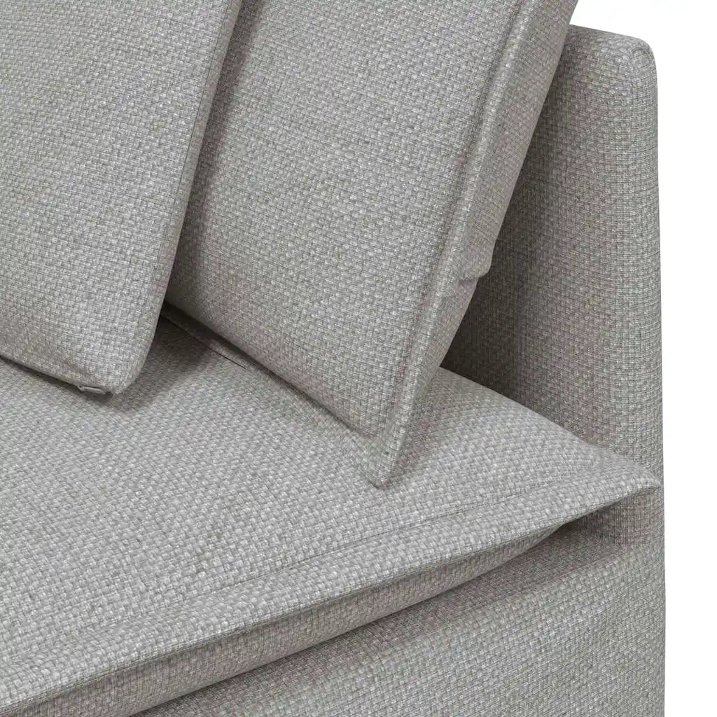 Divano Modulare con Cuscini in Tessuto Grigio Nuvola