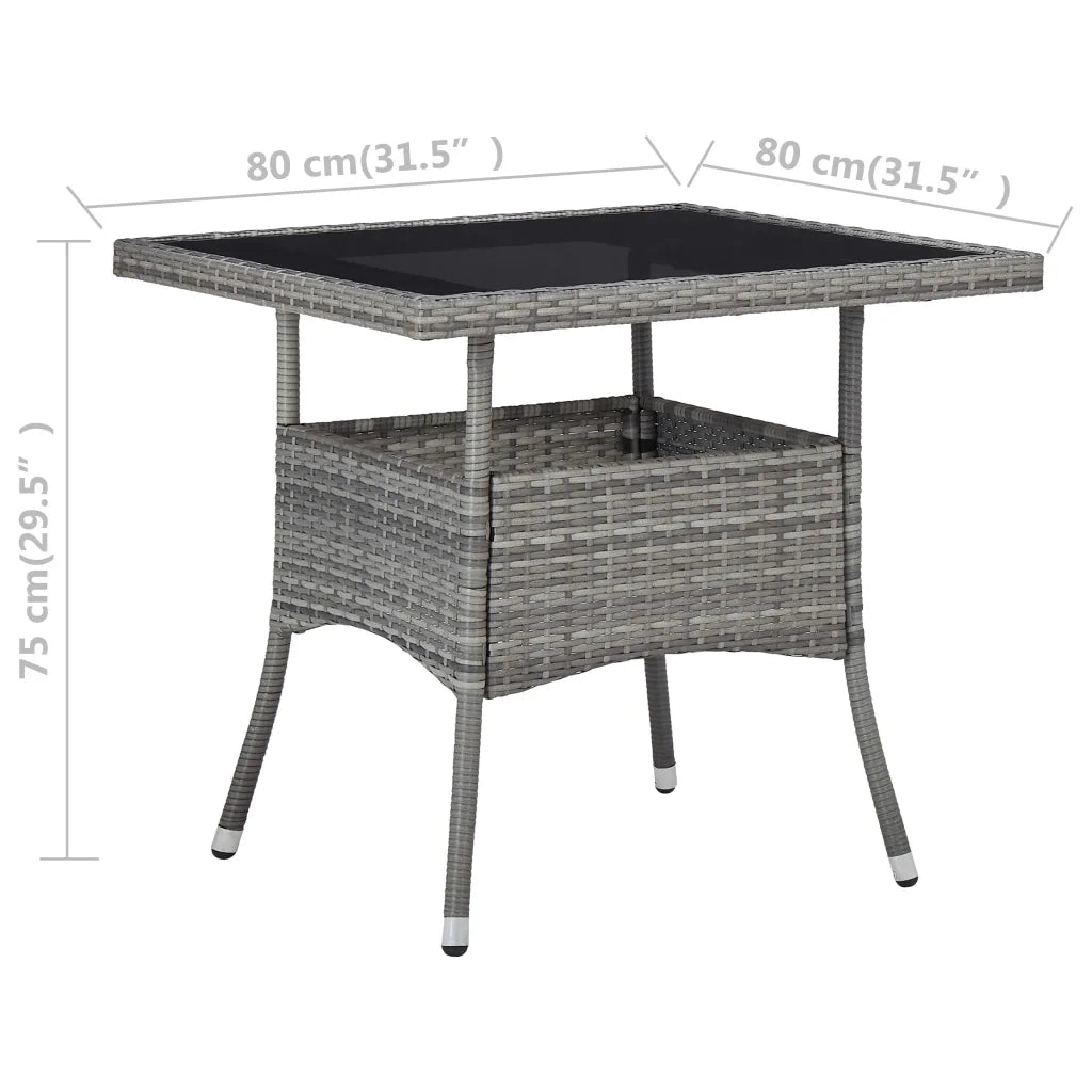 Tavolo da Pranzo per Giardino in Polyrattan Grigio e Vetro 46178