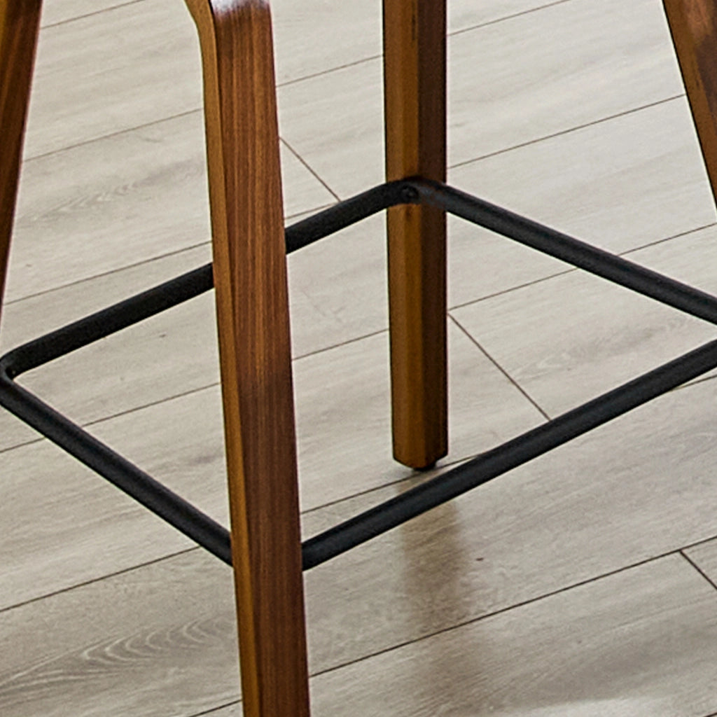 Sgabello da bar con braccioli in legno e metallo con seduta imbottita e poggiapiedi marrone 68 × 52,5 × 44 cm