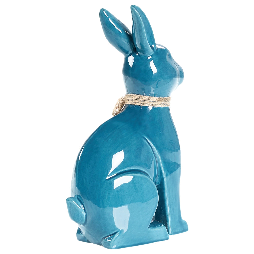 Figura decorativa in ceramica blu Dolomite 27 cm Statuetta Coniglio Pasqua Decorazione Soggiorno