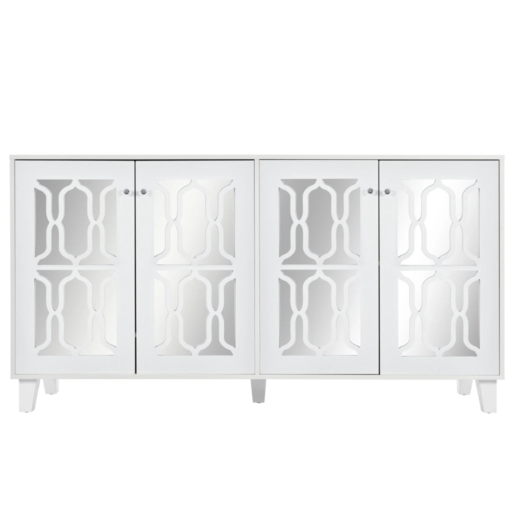 Credenza con Specchio e Ante ¨C MINIMAL ¨C Bianco, 160x40x84