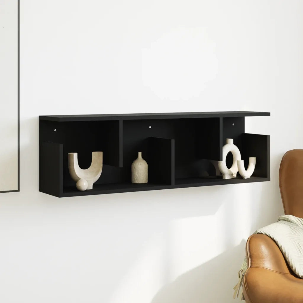 Mobile a Parete 100x20x30 cm Nero in Legno Multistrato