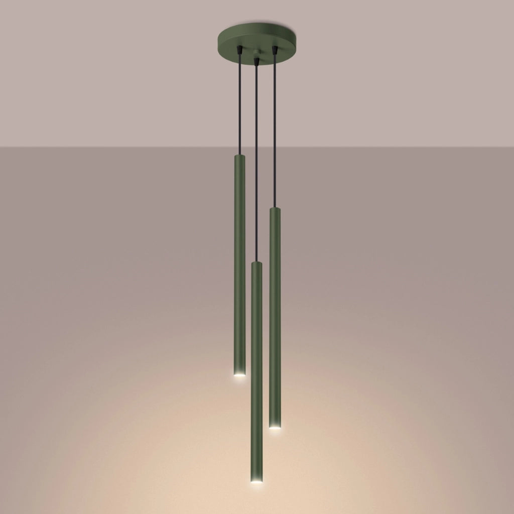 Lampadario moderno verde oliva 3 luci G9 VELINO Pure Lume