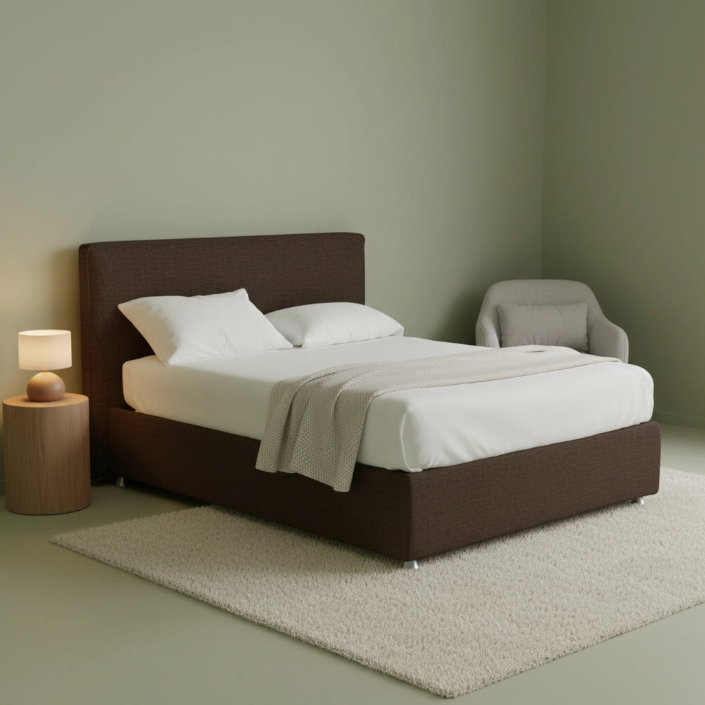 Widnes, Letto Matrimoniale Sfoderabile Made in Italy, Marrone