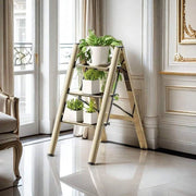 Scala pieghevole ULEVR a 3 gradini in alluminio, 65x45x82 cm, pedane antiscivolo, oro