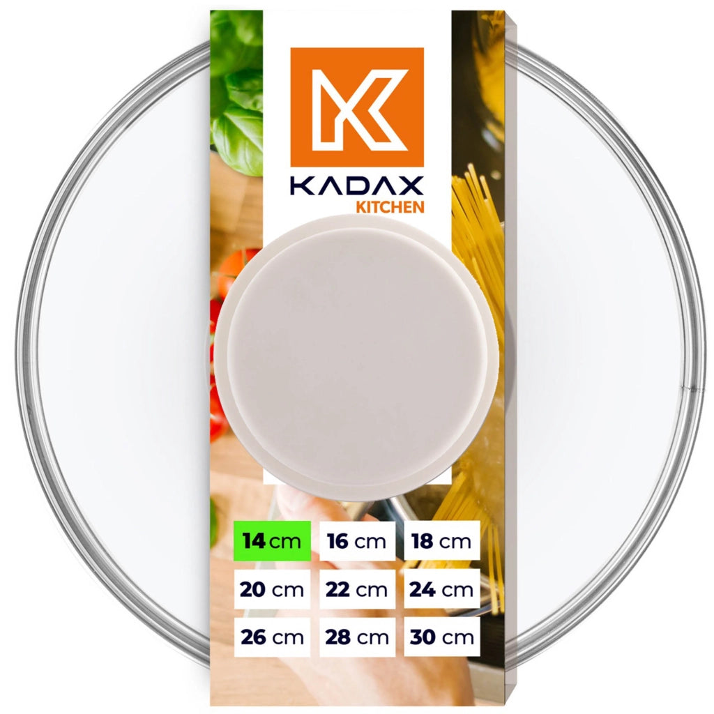 Coperchio in vetro KADAX da 14 cm, universale, resistente al calore, per pentole e padelle.