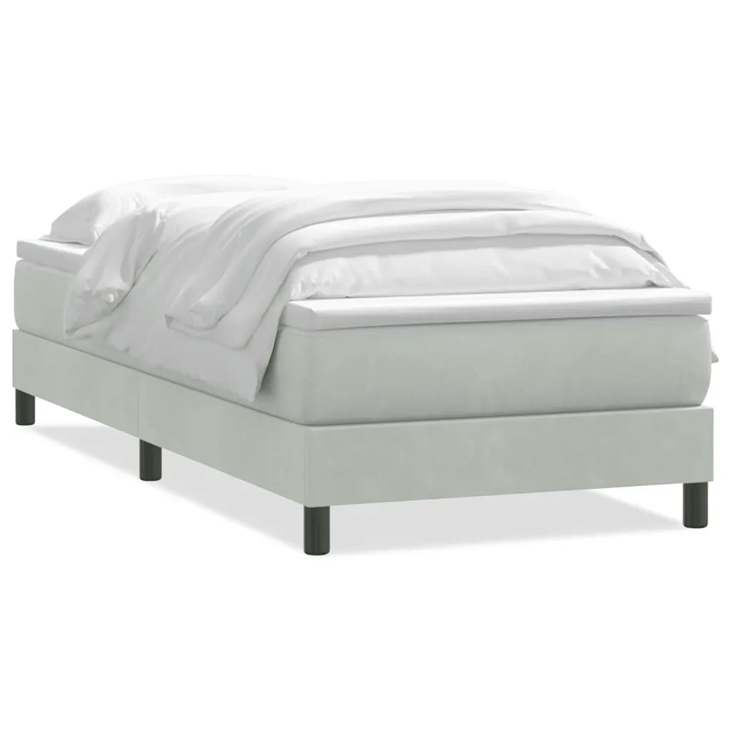 Giroletto a Molle con Materasso Grigio Chiaro 80x210 cm Velluto