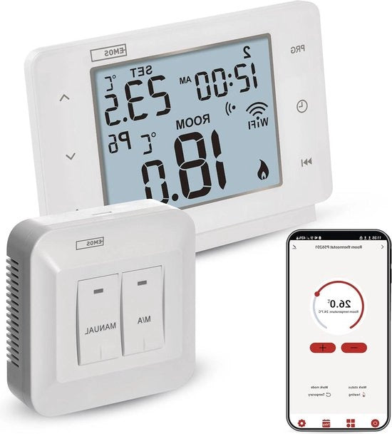 Termostato Wi-Fi per camera - programmabile termostato intelligente per riscaldamento e raffrescamento - termostato per camera senza fili - compatibile con Tuya, Alexa e Google Assistant - regolabile