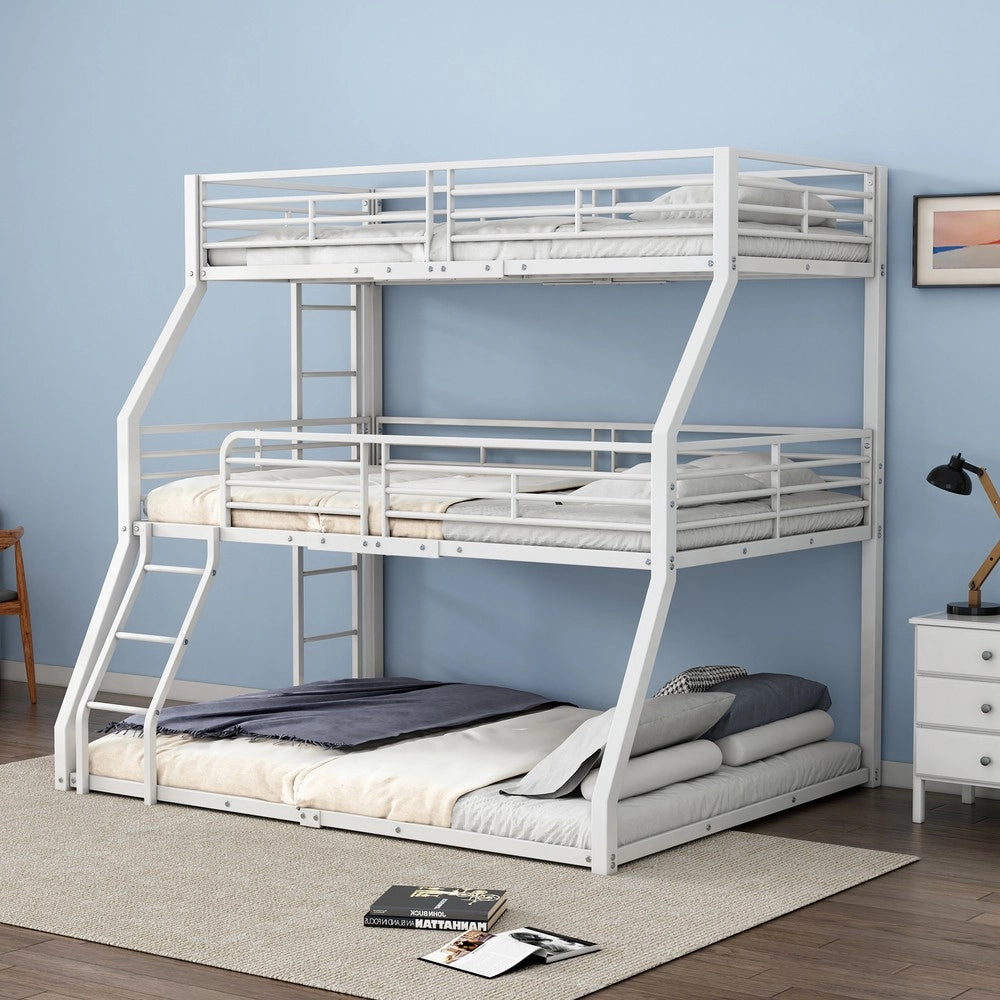 Letto a Castello Triplo ¨C MINIMAL ¨C Metallo Bianco 90x200 / 120x200 / 140x200