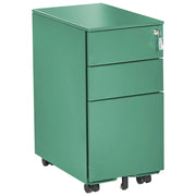 Mobiletto Portaoggetti in Metallo rosso con 3 Cassetti con serratura a chiave e ruote industriali moderno Home Office Garage