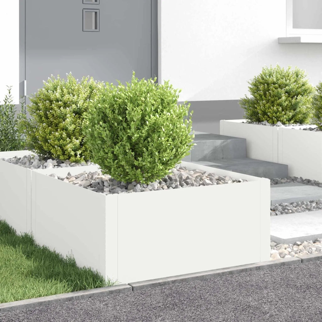 Bordura per Prato 4 pz 60 x 60 x 35 cm Acciaio Bianco 8008920