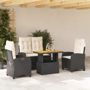 Set da Pranzo da Giardino 4 pz con Cuscini Nero in Polyrattan 3277383