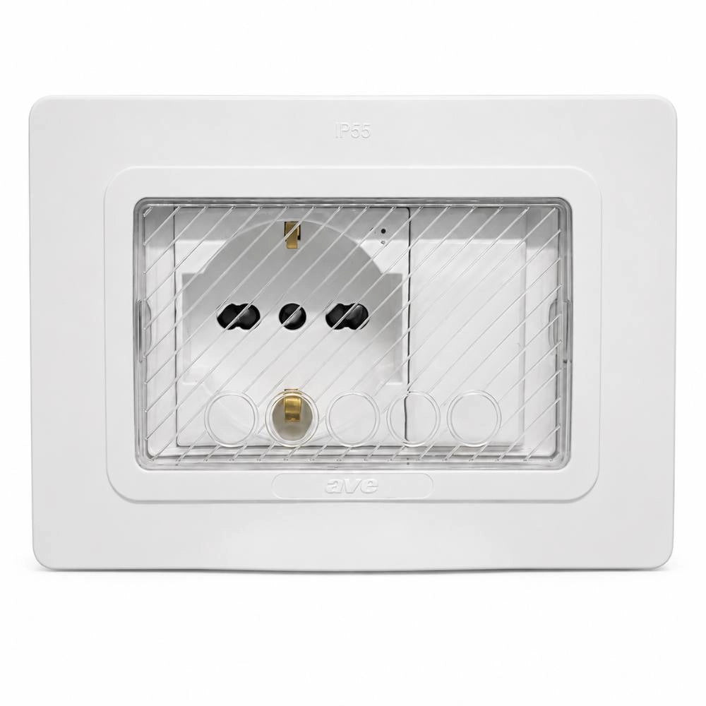 Placca autoportante stagna ip55 s44 con sportello e membrana