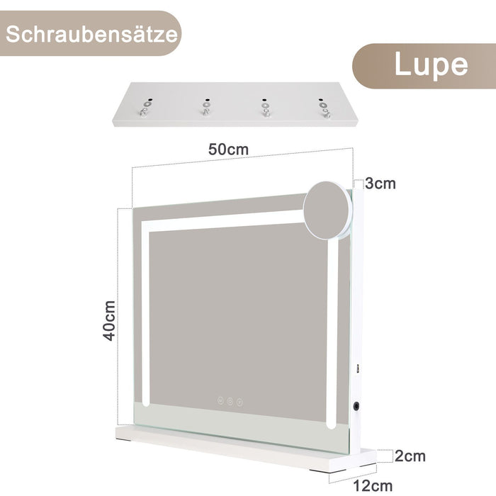 ZMH Specchio per il Trucco Illuminazione Dimmerabile 3 Modalità Colori Specchio ingranditore 5x Connessione USB
