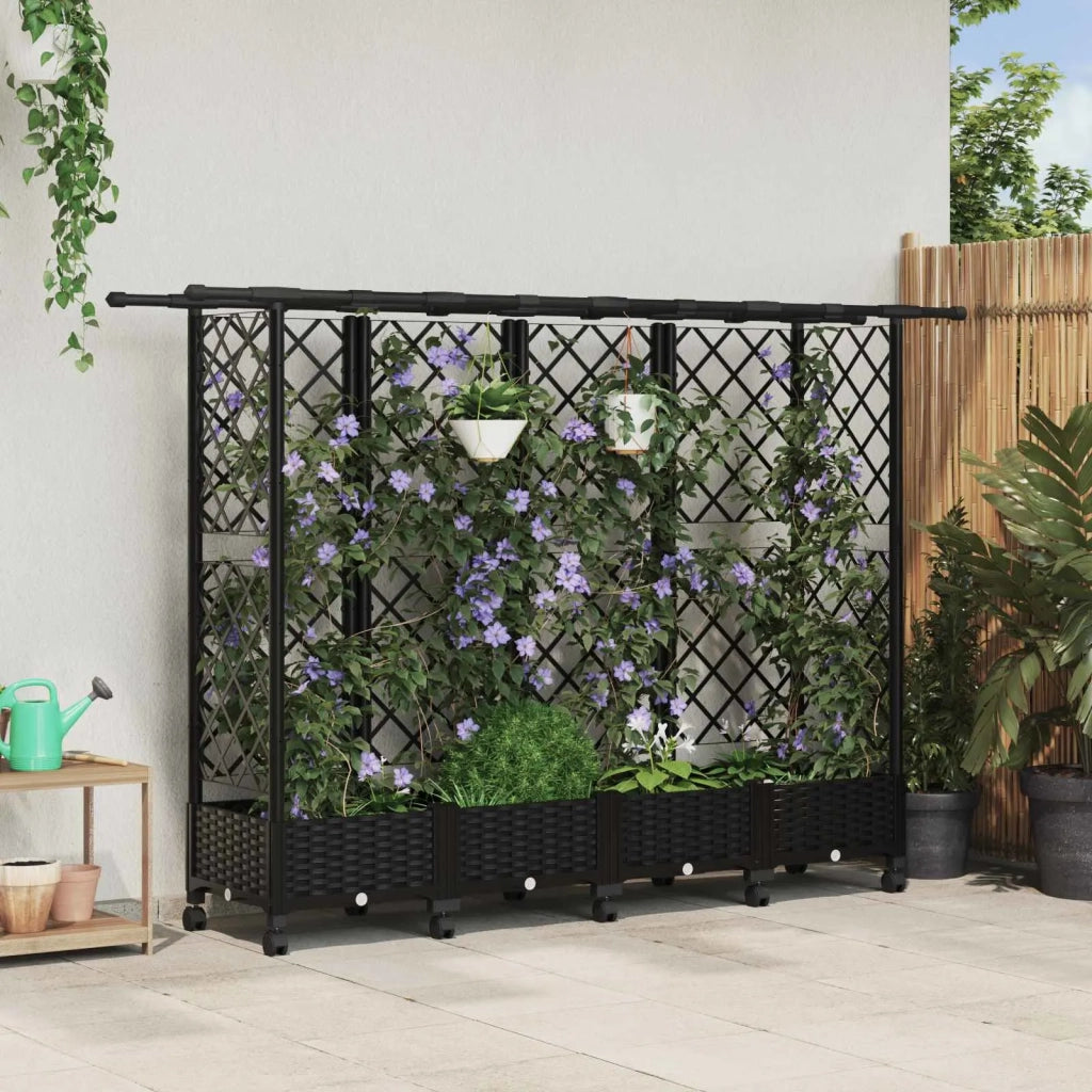 Letto Rialzato con Griglia e Tetto Nero 202,5 x 40 x 127 cm PP 3423161