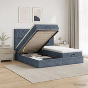 Letto Ottomano con Materasso e LED Grigio Scuro 160 x 200 cm 3458509