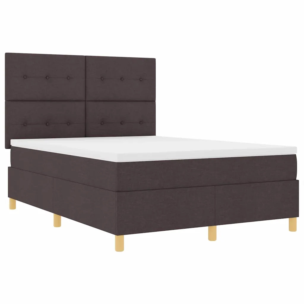 Letto a molle con materasso Marrone Scuro 140 x 190 cm Tessuto 3339619