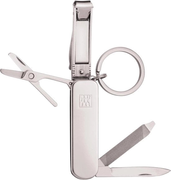 Strumento multitool per manicure e pedicure - lima, tagliaunghie, limatore - argento 60 mm