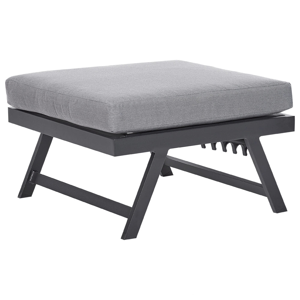 Set Divani Da Giardino 5 Posti grigio e nero Struttura Bianca Sedili Regolabili Tavolino Design Moderno