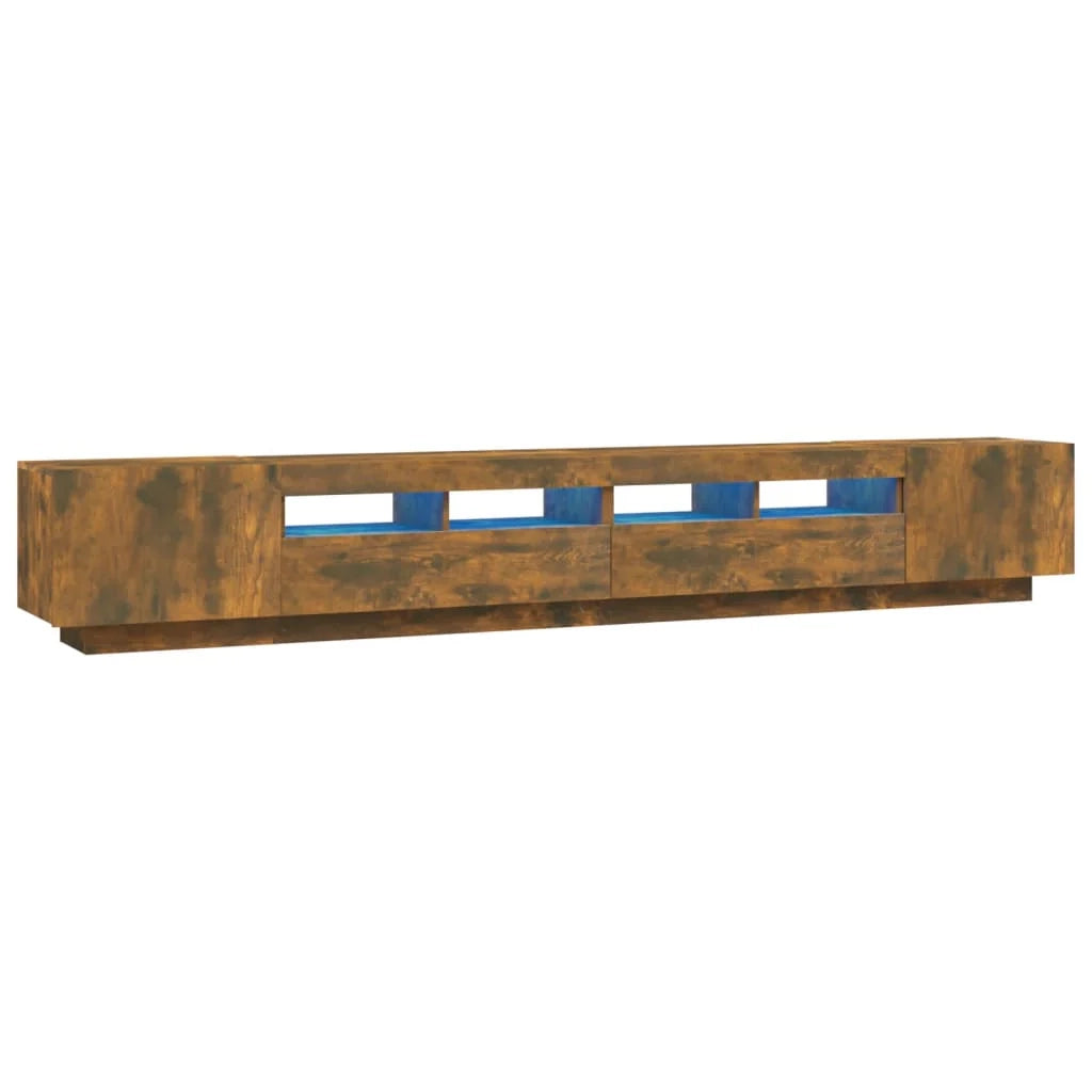 Set di mobili da 3 pezzi comprensivo di armadio credenza mobile porta TV set soggiorno/camera da letto con luci a LED finitura rovere affumicato marrone 02_0025341