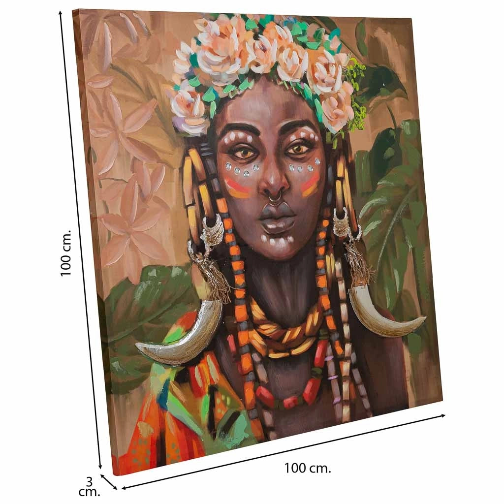 Quadro dipinto a mano con rilievo verde 100x100x3h