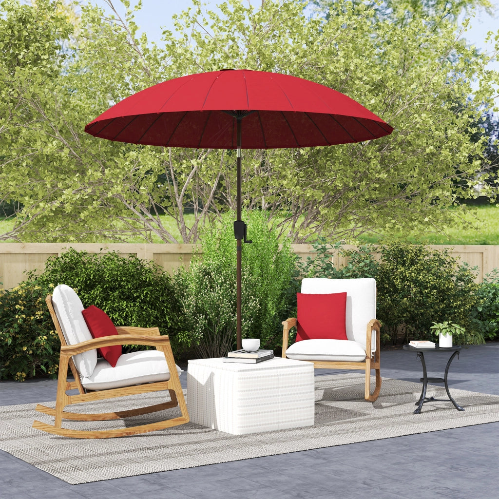 Ombrellone da giardino inclinabile rotondo ¨C zephmum ¨C 24 stecche, manovella, diametro 2.60m, rosso