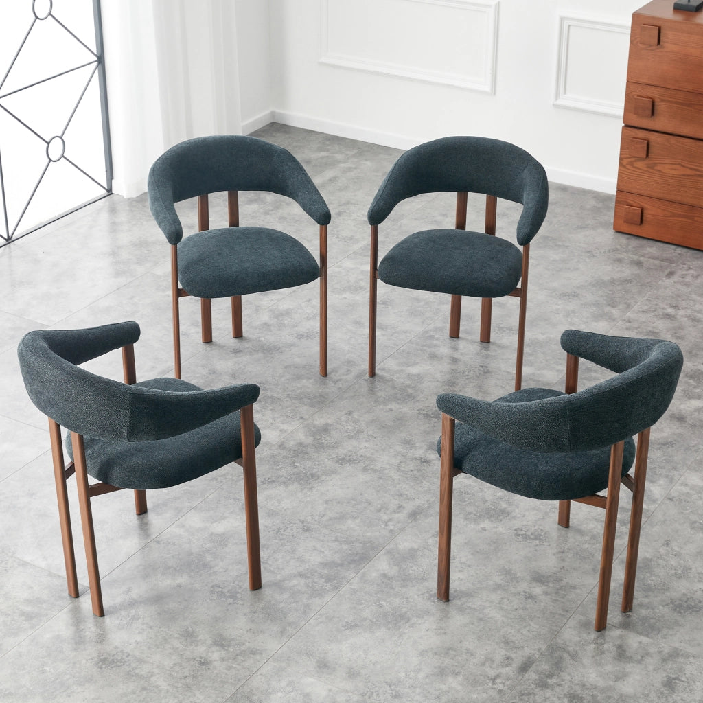 Poltrona da Pranzo e Soggiorno ¨C MINIMAL ¨C Tessuto Nero, Gambe in Metallo, Set 4