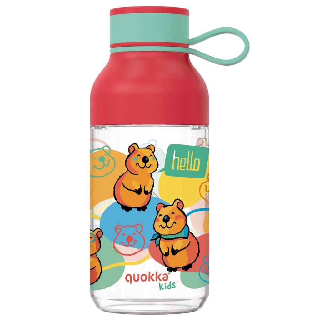 Borracca per Bambini 430ml Modello Ice Kids Motivo Happy con Cinghia Rosso Quokka