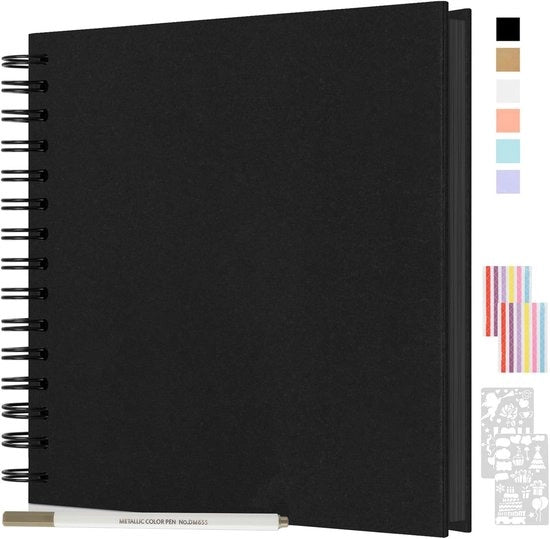 Album di foto in cartoncino - 80 pagine - nero - 24x24cm