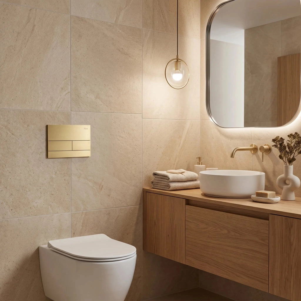 Set Telaio Da Incasso Per Wc Slim 024n Con Pulsante T Brush Gold