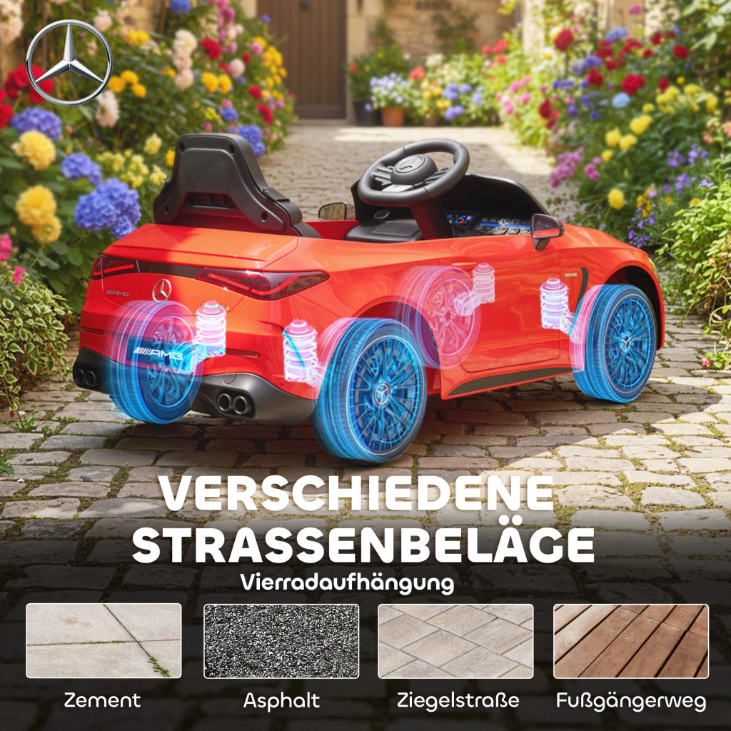 Auto elettrica per bambini Mercedes ¨C zephmum ¨C Rosso, 12V, telecomando, LED, musica, 3-6 anni